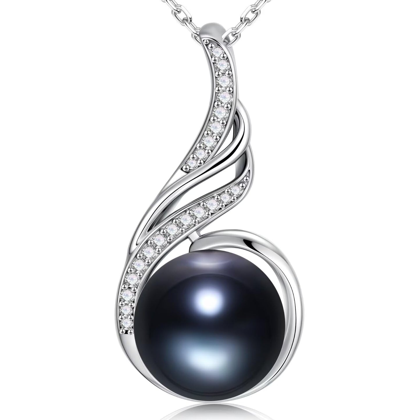 Iefil Anniversary Women Gifts - Black Pearl Necklace for Women, Pearl Jewelry | Anniversary Her Gifts