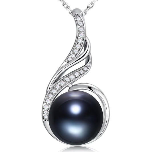 Iefil Anniversary Women Gifts - Black Pearl Necklace for Women, Pearl Jewelry | Anniversary Her Gifts