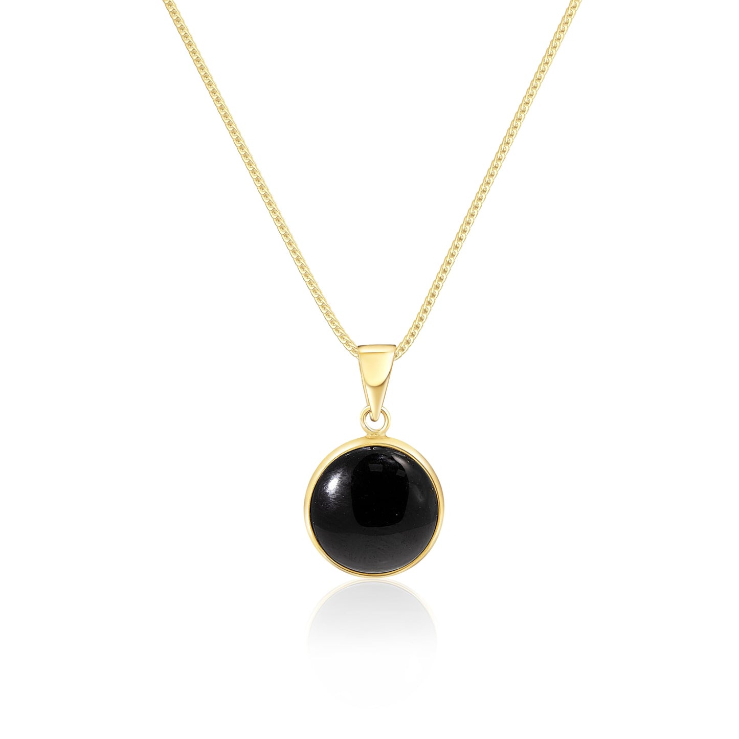 14K Solid Gold Black Onyx Pendant Necklace - Elegant Gothic Gift for Her