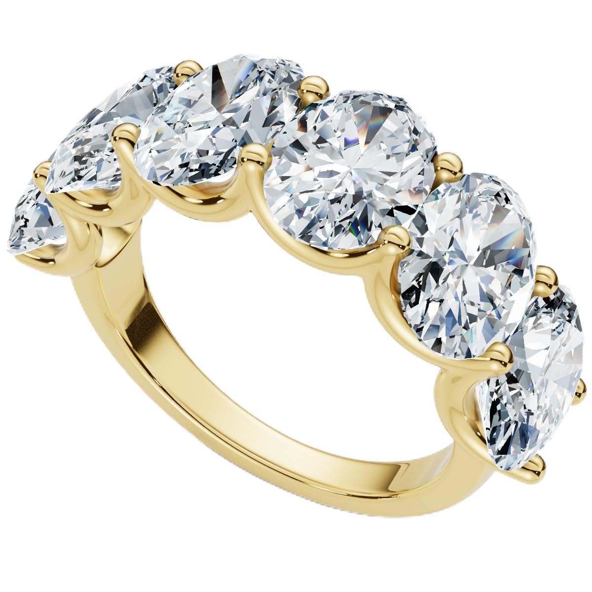 Pompeii 6Ct Oval Diamond U Prong Wedding Anniversary Ring 14k Gold Lab Grown - Size 7 (F/G,VS1-VS2)
