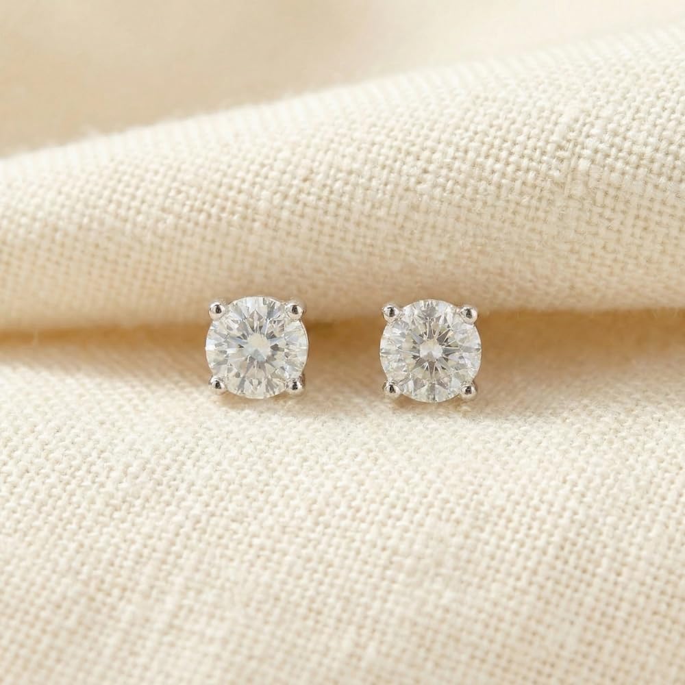 Pompeii 1/2Ct Round Brilliant Cut Diamond Stud Earrings in 14K Gold Classic