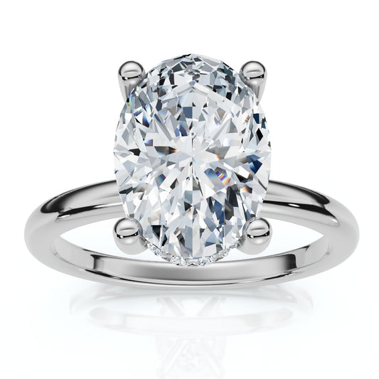 P3 POMPEII3 Pompeii 2 1/10Ct Oval Diamond Side Halo Engagement Ring 14k Gold or Platinum Lab Grown - Size 7 (F/G,VS1-VS2)