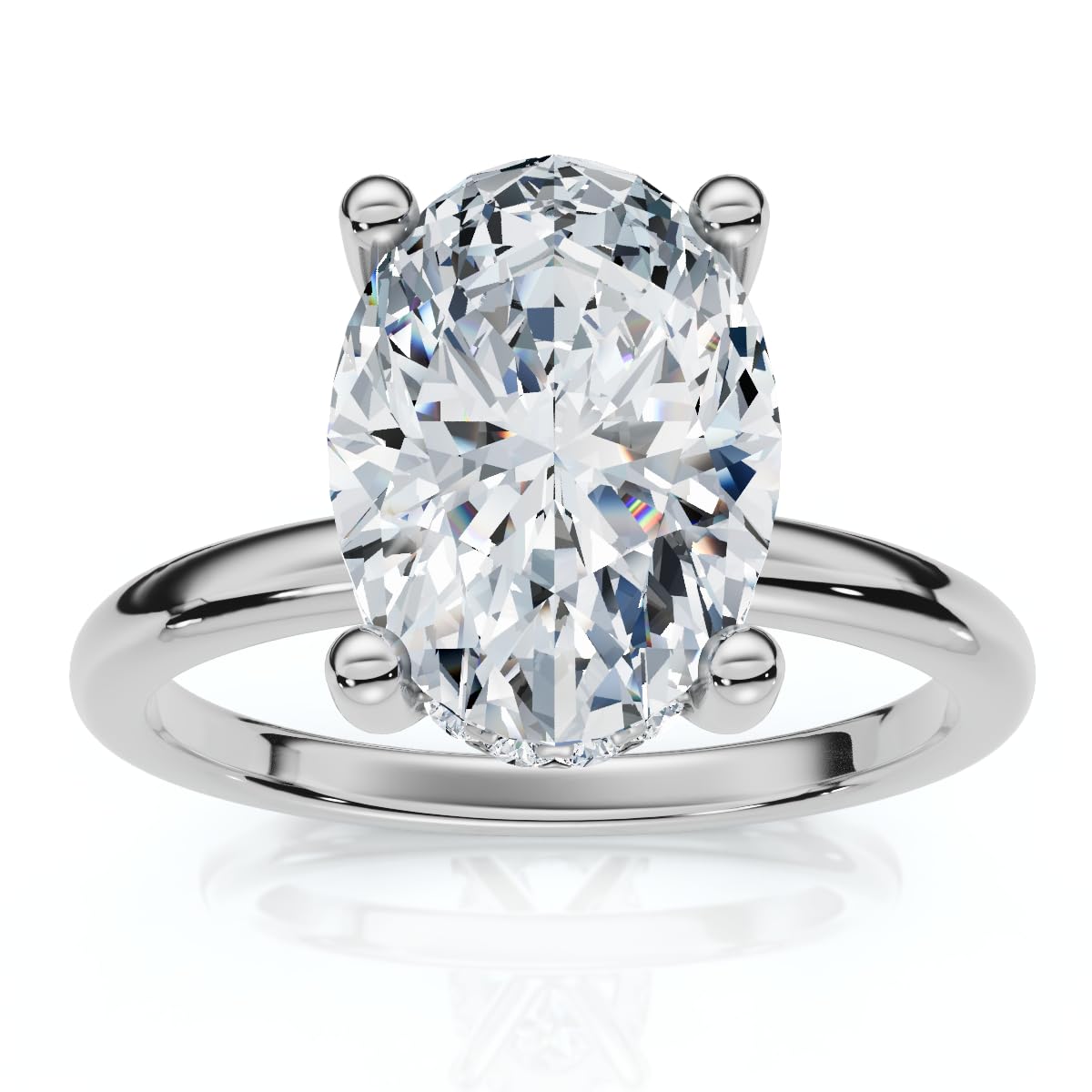 P3 POMPEII3 Pompeii 2 1/10Ct Oval Diamond Side Halo Engagement Ring 14k Gold or Platinum Lab Grown - Size 7 (F/G,VS1-VS2)