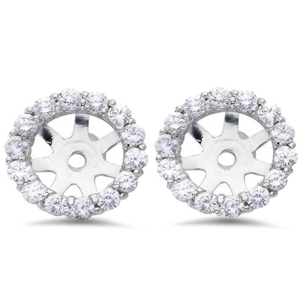 Pompeii 3/4ct Diamond Halo Earring Studs Jackets 14K White Gold (6-6.7mm)