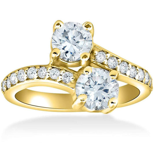 Pompeii 1 1/2 cttw Forever Us 2-Stone Diamond Engagement Forever Us Ring 14k Yellow Gold - Size 8