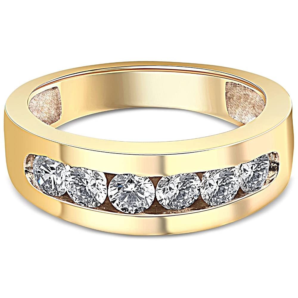 Pompeii 1Ct Diamond Channel Set Wedding Band Mens Ring 14k Yellow Gold Lab Grown - Size 11 (G/H,VS2-SI1)