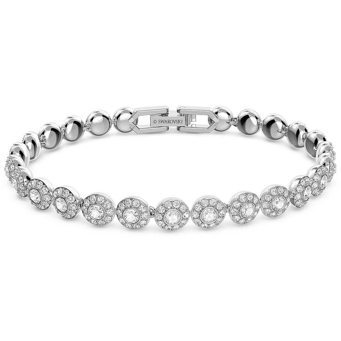 Swarovski Una Angelic White Crystal Rhodium Plated Tennis Bracelet