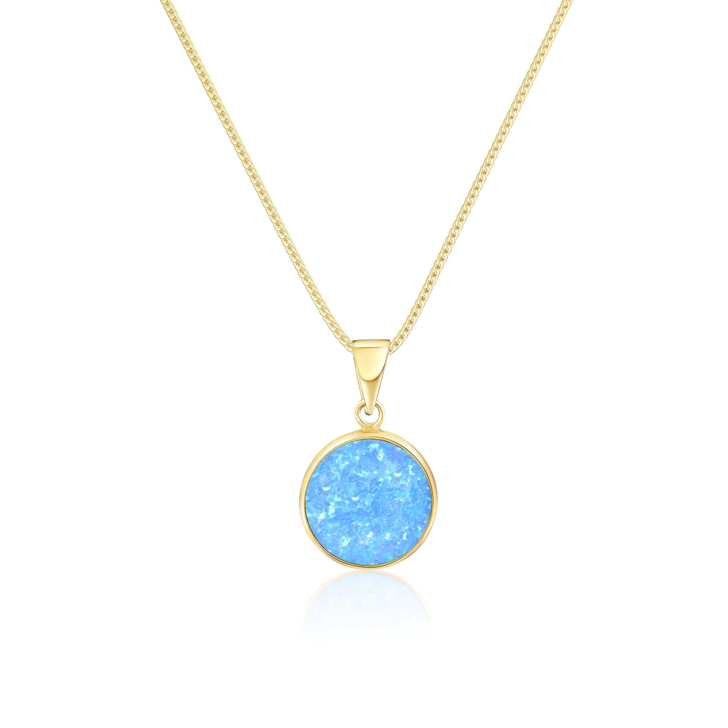 14K Solid Gold Blue Opal Necklace - Elegant Wedding Gift for Her