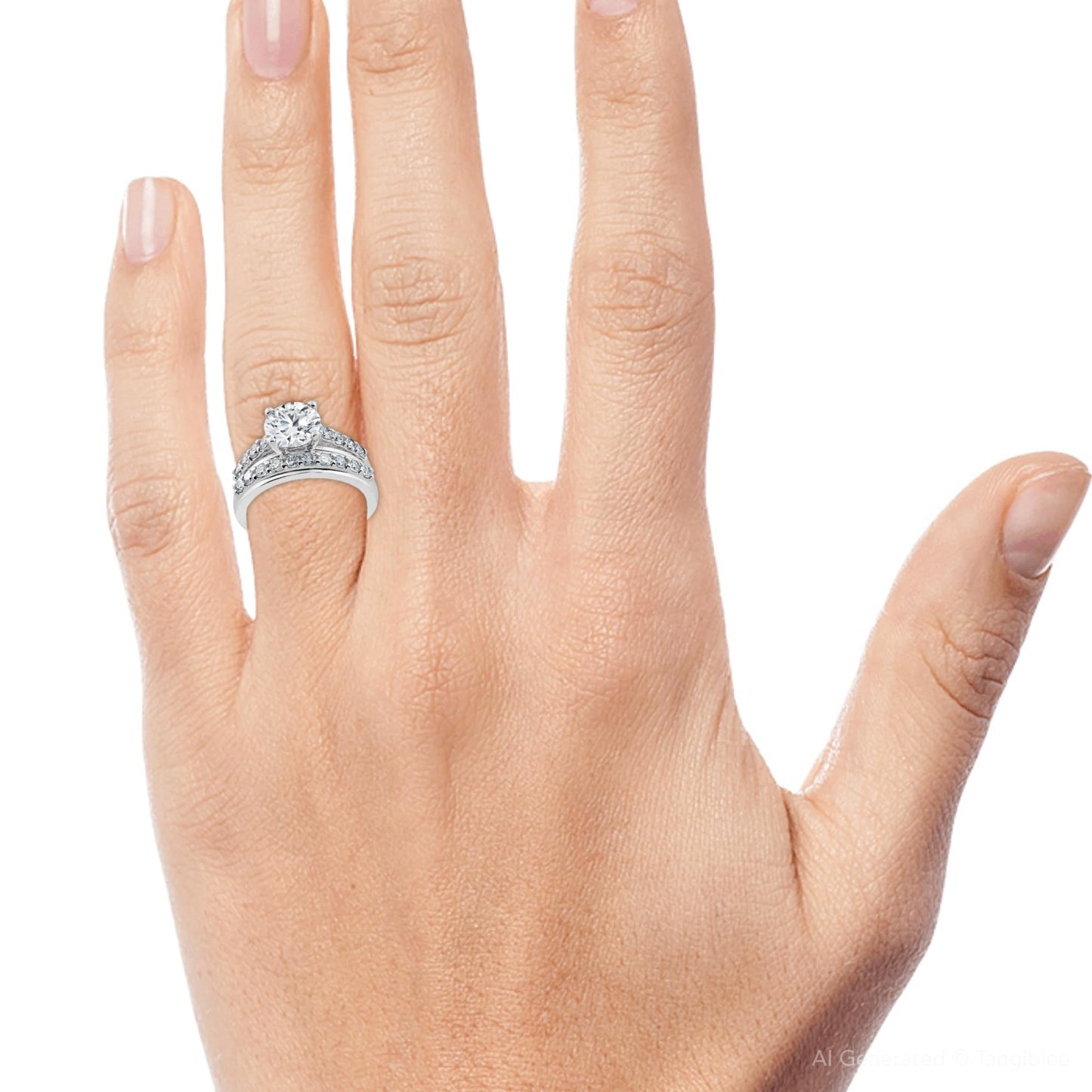 P3 POMPEII3 Pompeii Certified 3ct Diamond Engagement Ring Wedding Band Set 14k White Gold Lab Grown - Size 6.5 (G/H,VS2-SI1)