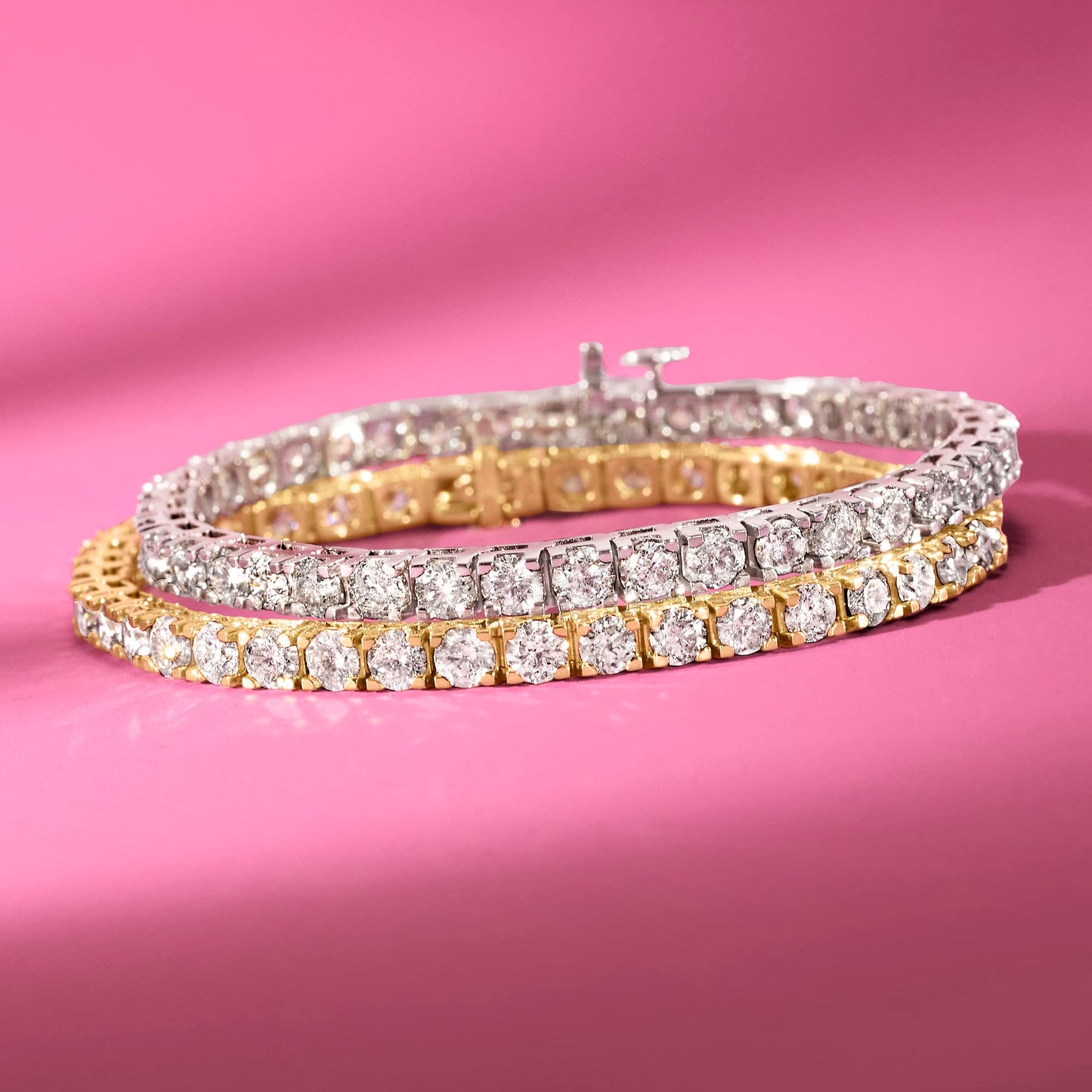 Ross-Simons Natural Diamond Premium Tennis Bracelet in 14kt Gold (H-I, I1-I2) - 7"
