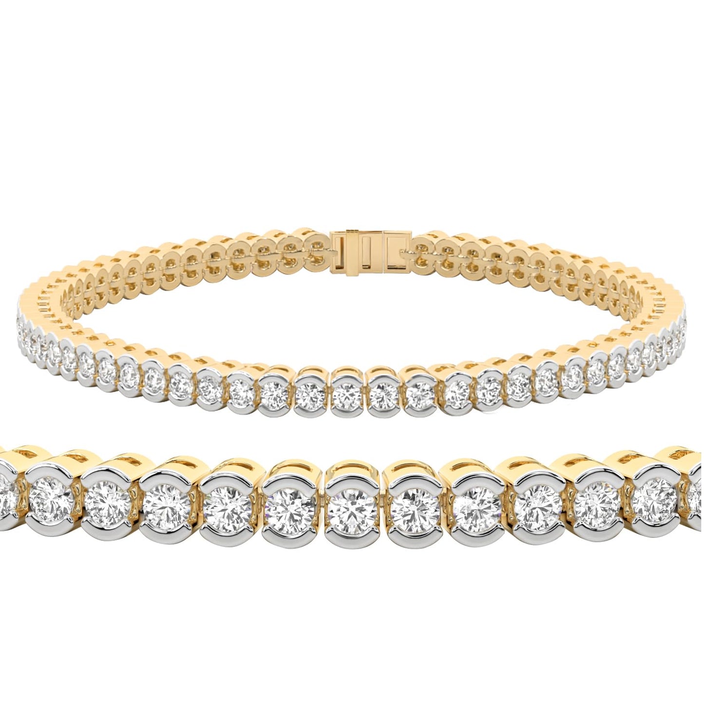 Friendly Diamonds 7ct Nemy Half Bezel Round Diamond Tennis Bracelet