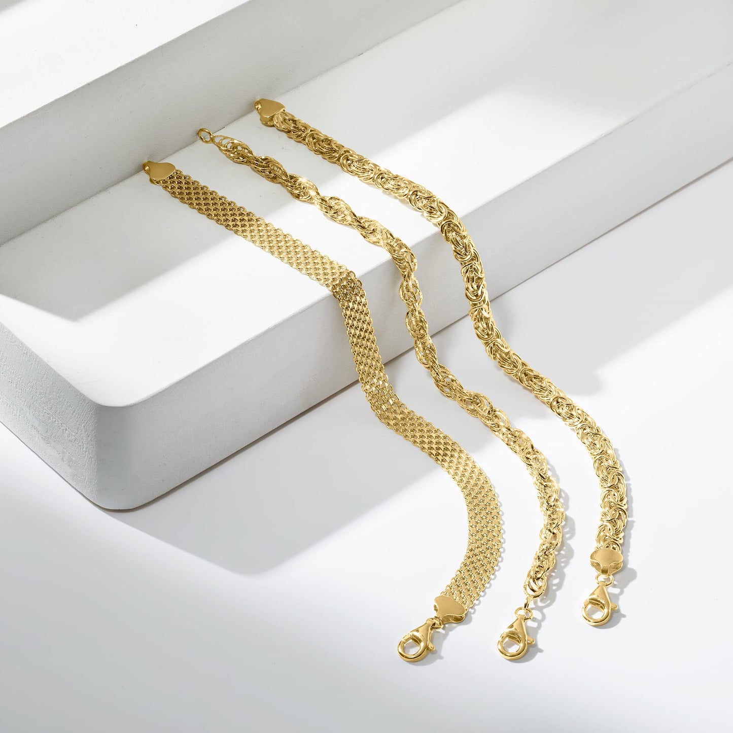 Ross Simons 18kt Yellow Gold Over Sterling Silver Link Bracelet Set