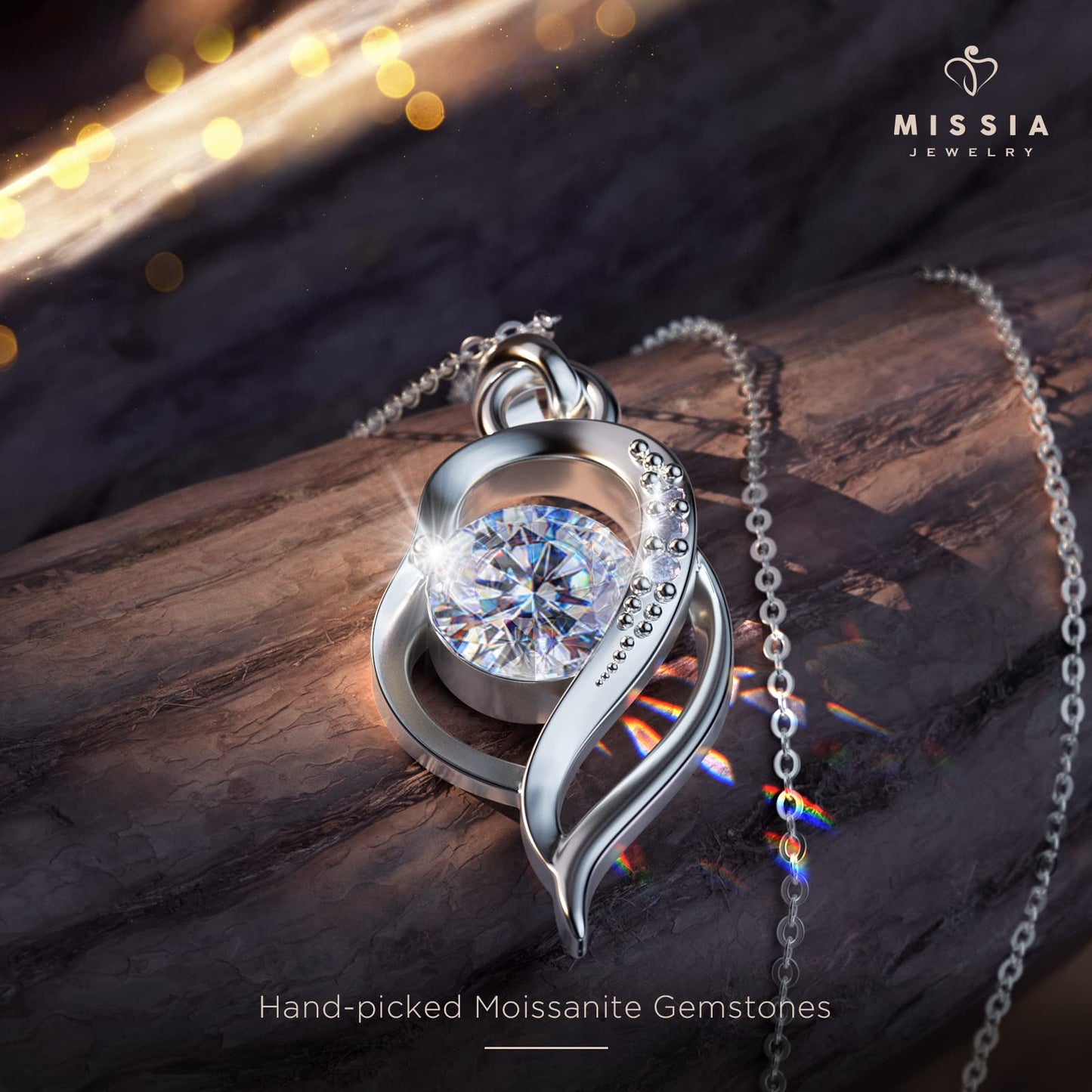 Missia Moissanite 925 Sterling Silver Necklace - Perfect Gift for Her