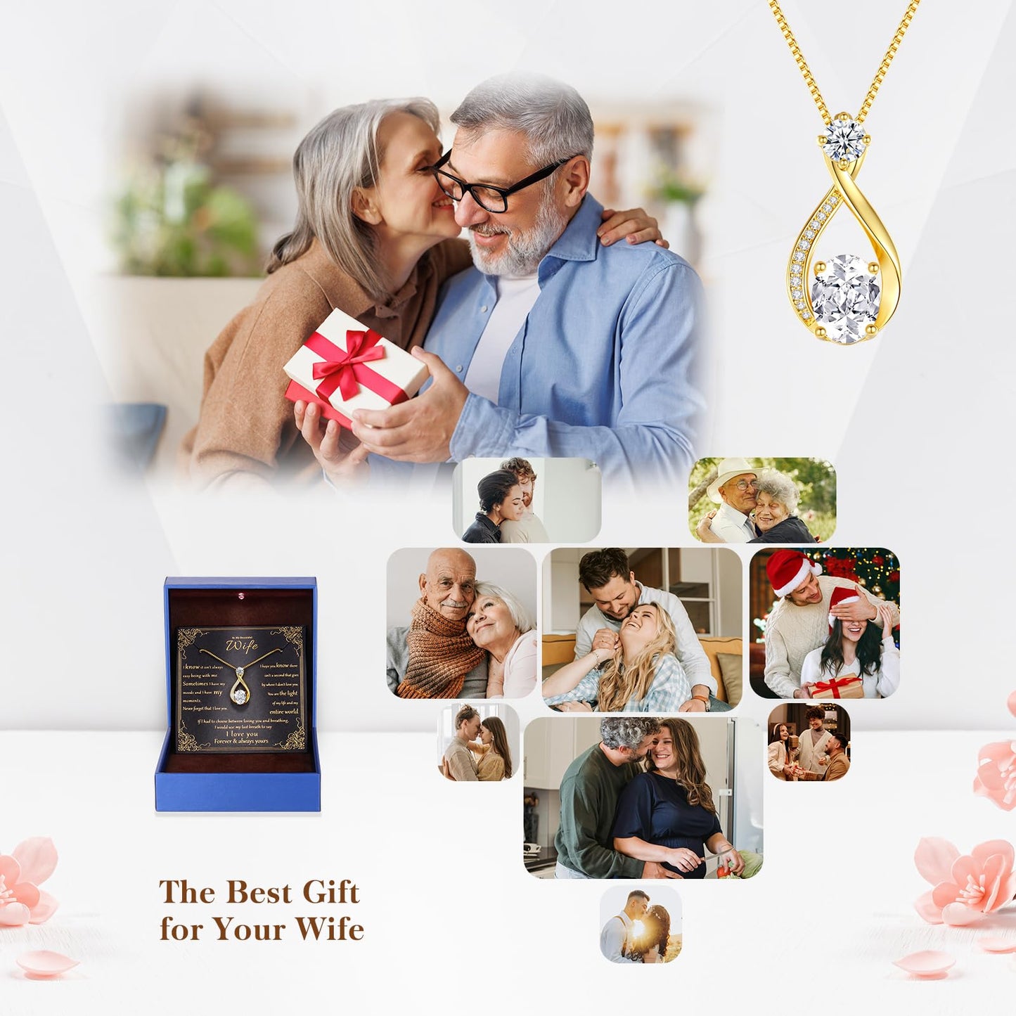 Geweio 1.5 Carat Infinity Moissanite Necklace - Anniversary Gift for Her
