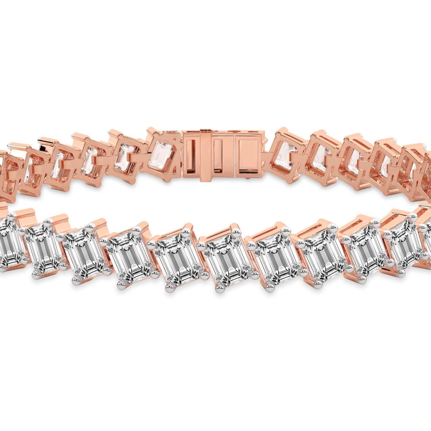 Friendly Diamonds 12ct Agatha Emerald-Cut Diamond Tennis Bracelet