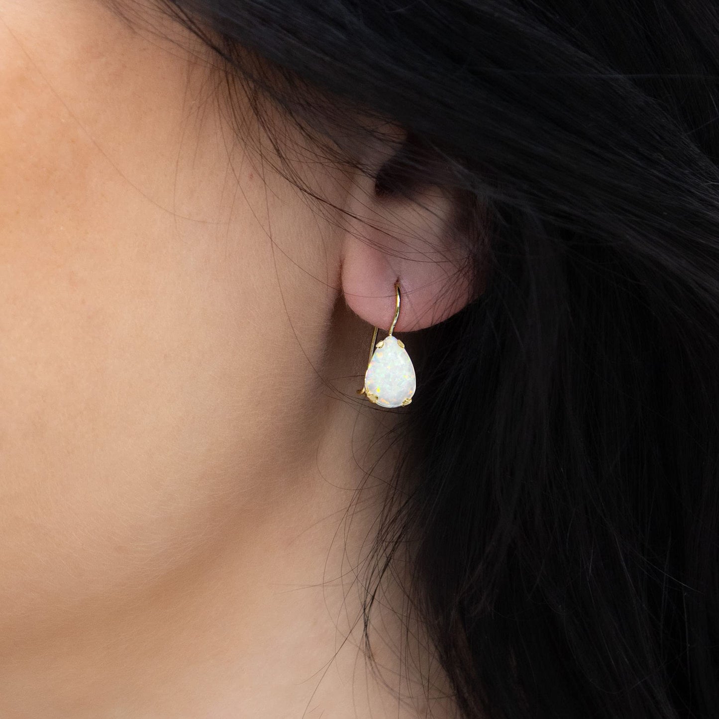 14K Solid Gold Natural Opal Earrings - Premium Birthday Gift for Her
