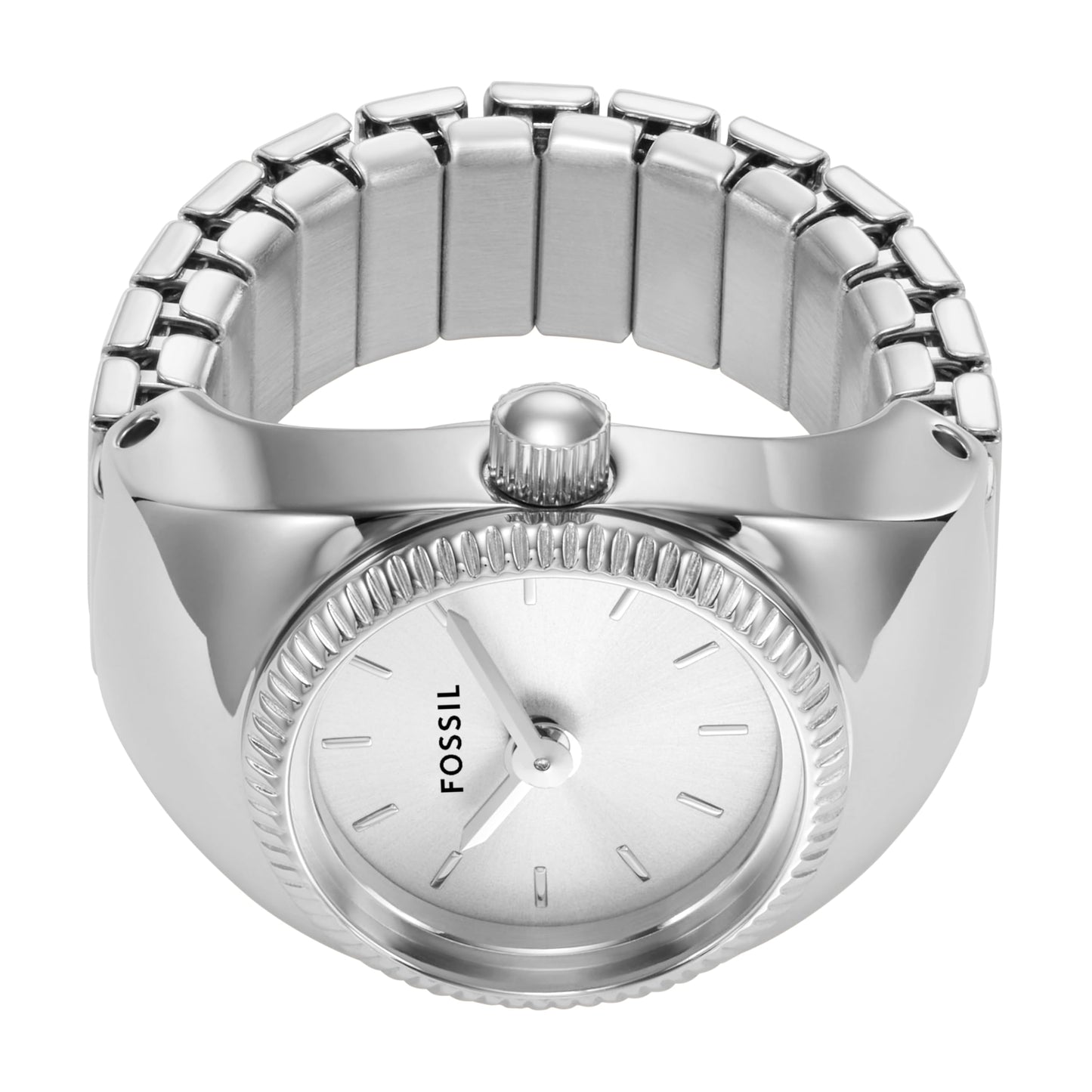 Fossil Women's Watch Ring, Quartz Stainless Steel Two-Hand Ring Watch for Women, Color: Silver