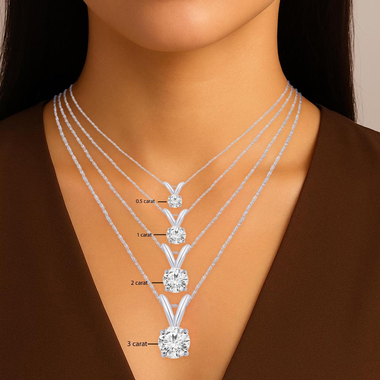 1 Carat Round Cut Lab Grown Diamond Pendant Necklace in Platinum