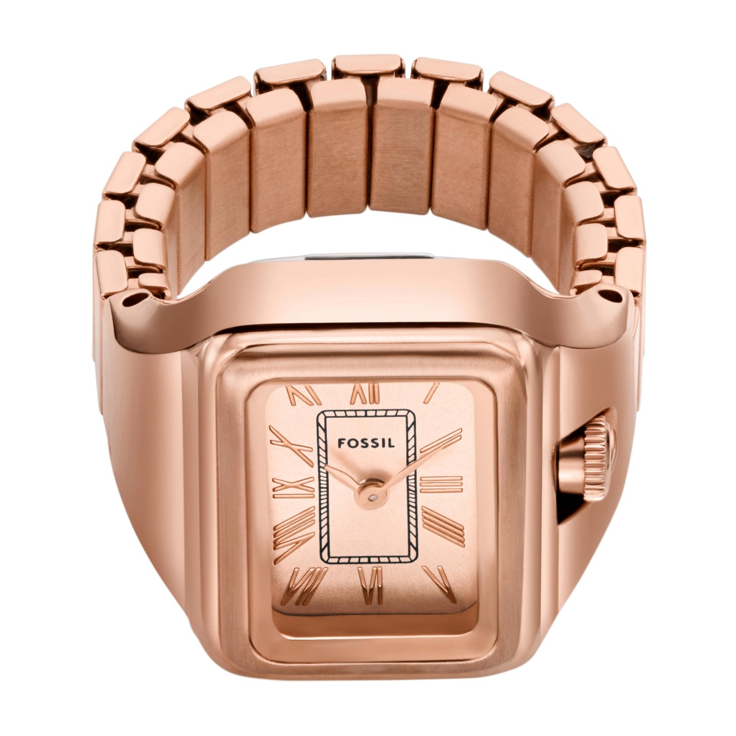 Fossil Women's Watch Ring, Quartz Stainless Steel Two-Hand Ring Watch for Women, Color: Rose Gold Raquel