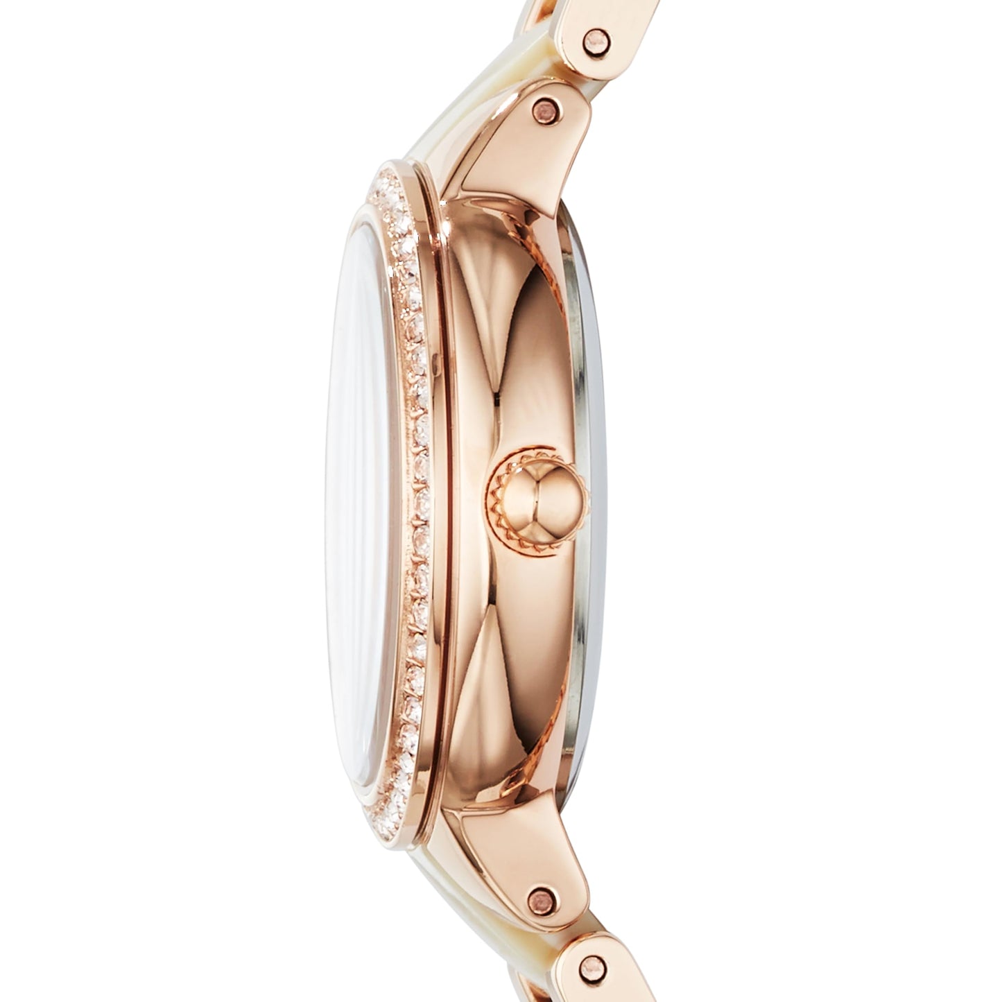 Fossil Women's Watch, Virginia Quartz Stainless Steel and Acetate Three-Hand Watch for Women, Color: Rose Gold/White Horn