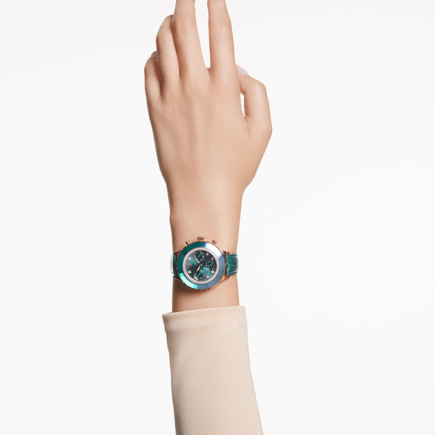 Swarovski Octea Chrono Green Swiss-Made Leather Watch