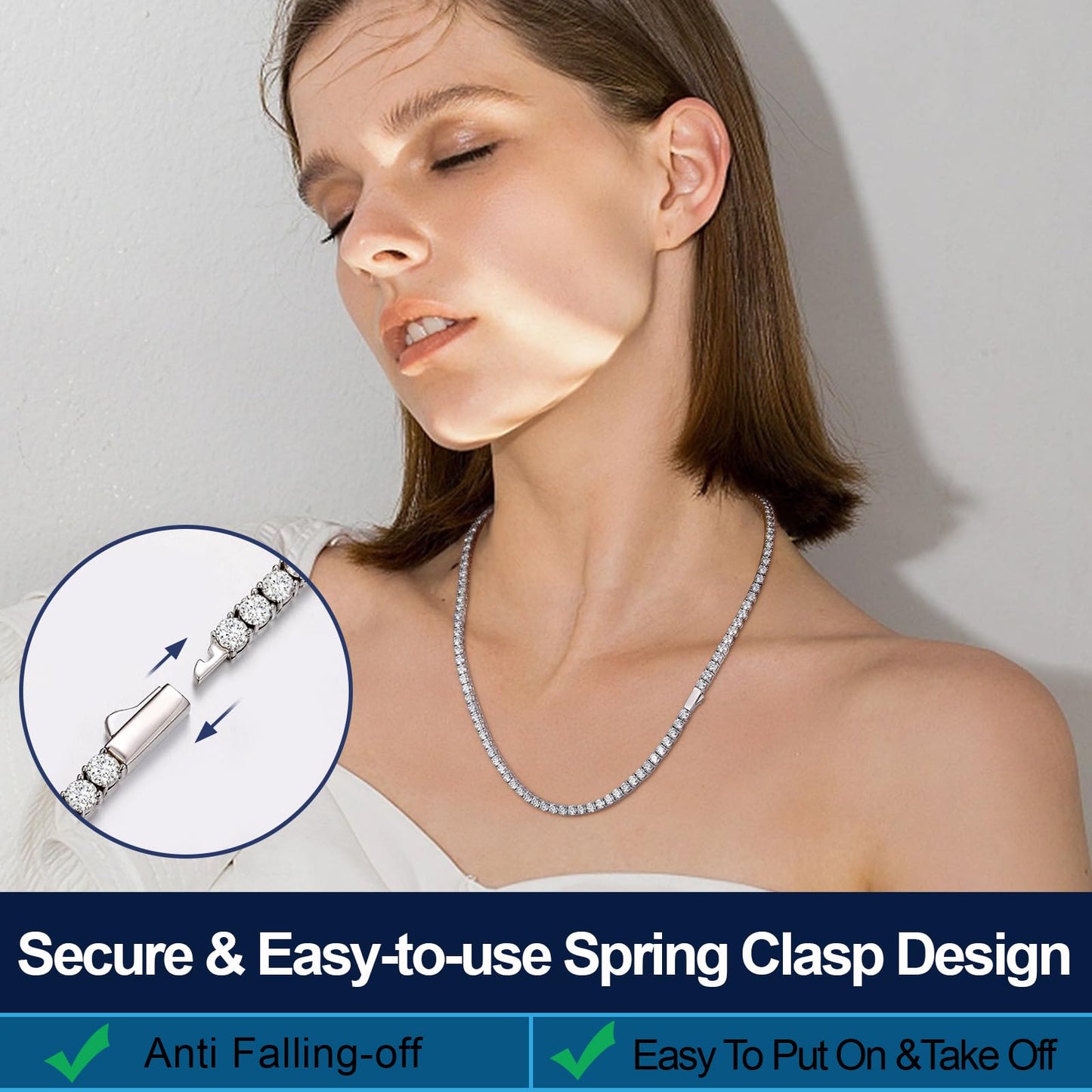TUHE D Color VVS1 Moissanite Tennis Necklace (13.9CT - 18 Inch)