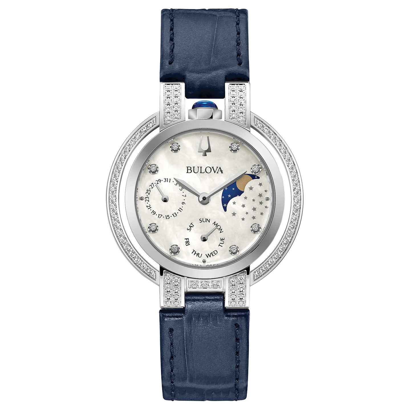 Bulova Ladies Rubaiyat Moon Phase Diamond Stainless Steel Watch 98R266