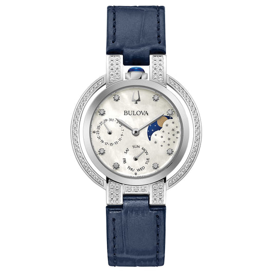 Bulova Ladies Rubaiyat Moon Phase Diamond Stainless Steel Watch 98R266