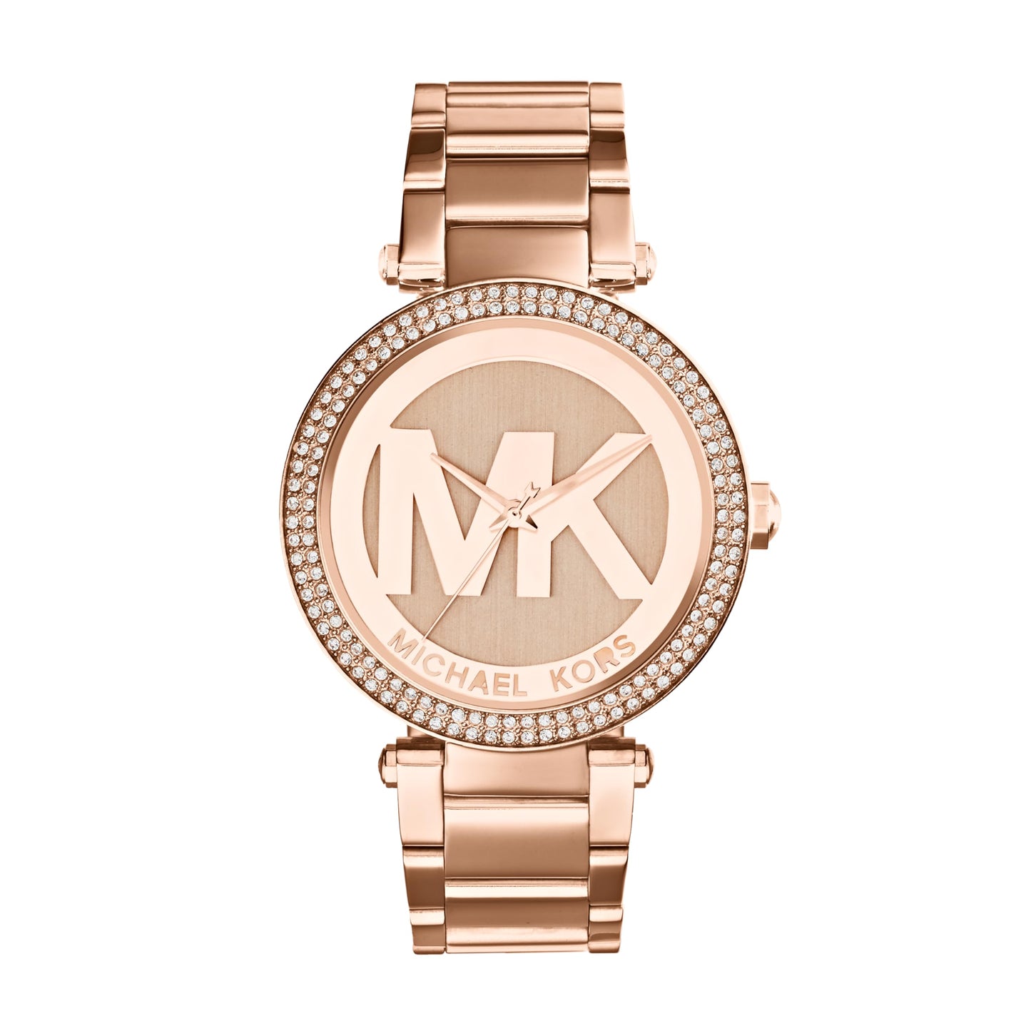 Michael Kors Women's Parker Three-Hand Rose Gold-Tone Iconic Logo Watch