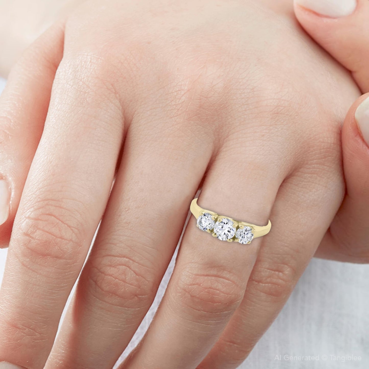 Pompeii 1ct Three Stone Diamond Engagement Womens Anniversary Ring 14k Yellow Gold - Size 7