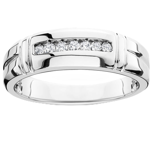 P3 POMPEII3 Pompeii 1/4ct Channel Set Diamond Ring 14K White Gold Mens Wedding Band - Size 10