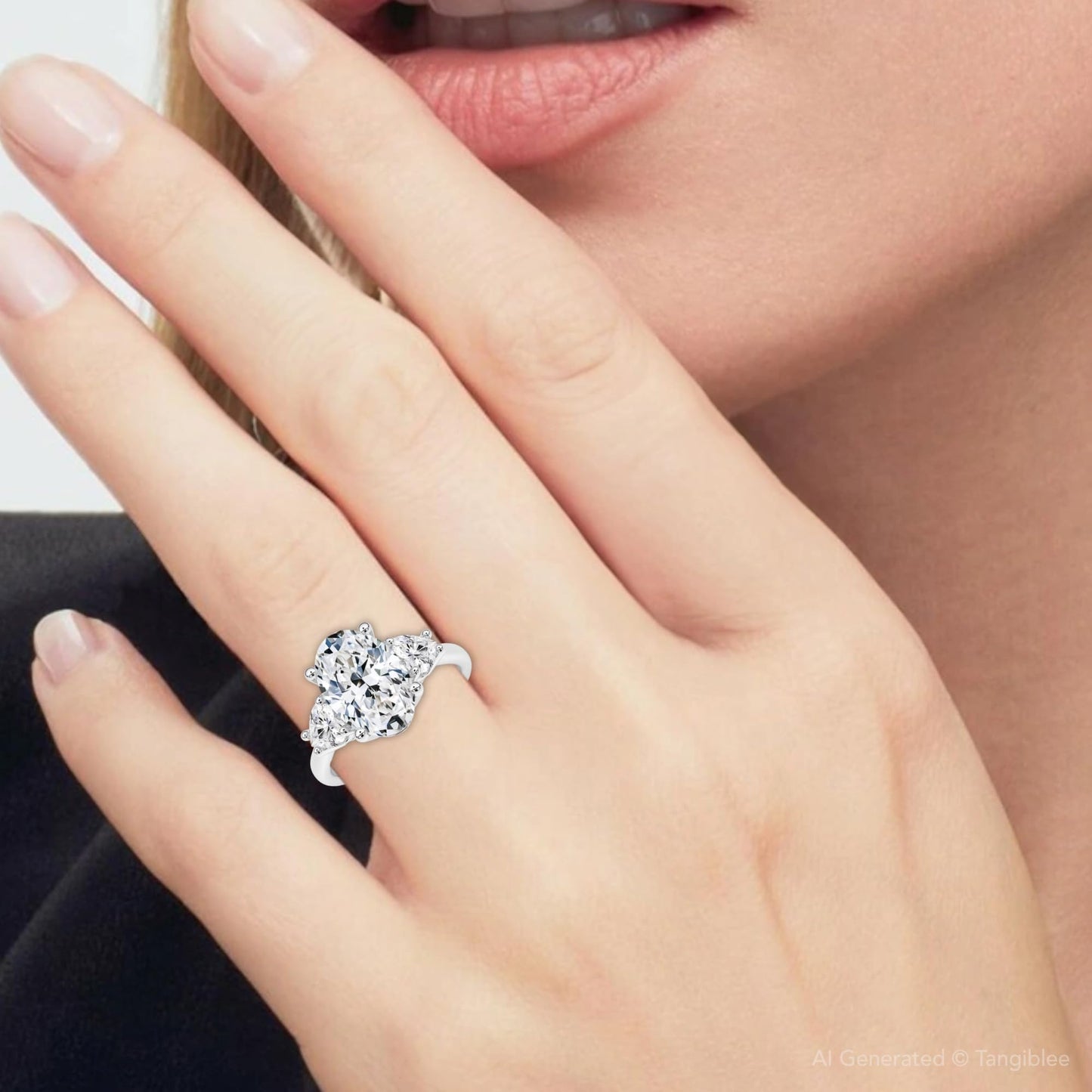 Pompeii3 Certified Two Point Seventy Five Carat Oval And Heart Shape Lab Grown Diamond Engagement Ring In 14k Gold