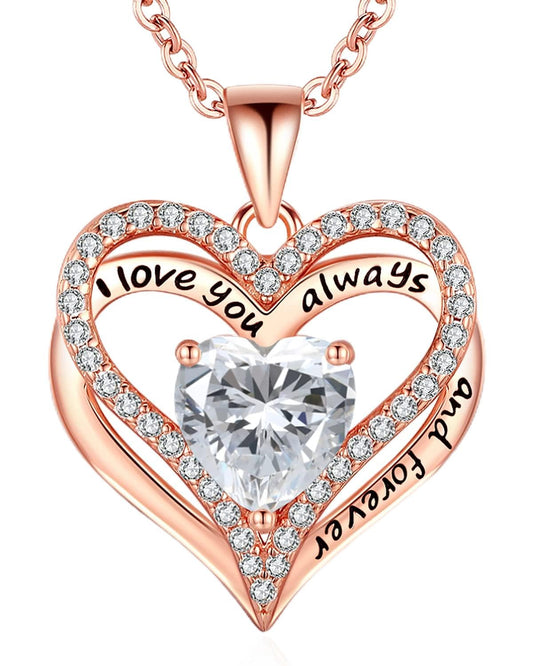 S925 Sterling Silver Necklace for Women, Jewelry for Wife Girlfriend Anniversary, Mother Gifts Necklaces, Daughter Heart Love Jewel, Gift for Her Birthday, Apr