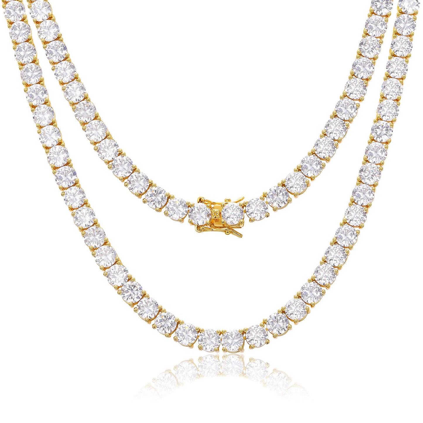 TUHE GRA Certified Moissanite Tennis Necklace for Men & Women (17.3CT - 18K Gold)