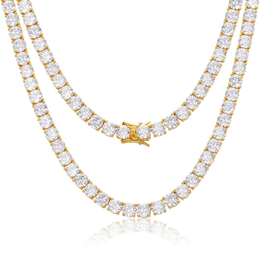 TUHE GRA Certified Moissanite Tennis Necklace for Men & Women (17.3CT - 18K Gold)