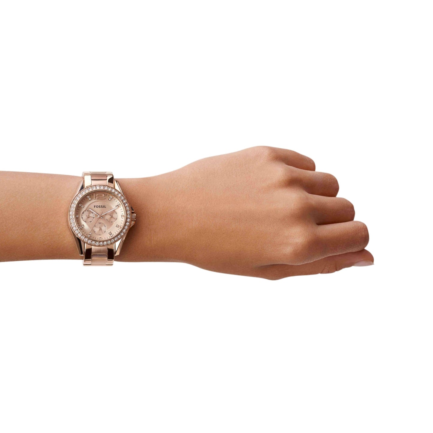Fossil Women's Watch, Riley Classic Stainless Steel Multifunction Watch for Women, Color: Rose Gold Glitz