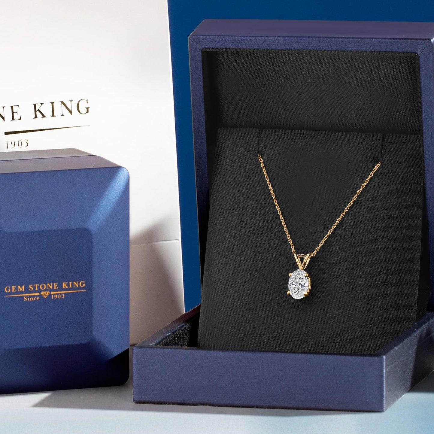 Gem Stone King 14K Yellow Gold IGI Certified 1.00 Ct Pear Lab-Grown Diamond Pendant Necklace