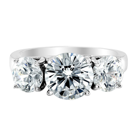 Houston Diamond District 1 to 6 Carat IGI Certified LAB Grown 3 Stone Round Cut Diamond Engagement Ring Wedding Ring for Women (D-E Color, VS1-VS2 Clarity) White Gold 1 Carat Size: 7