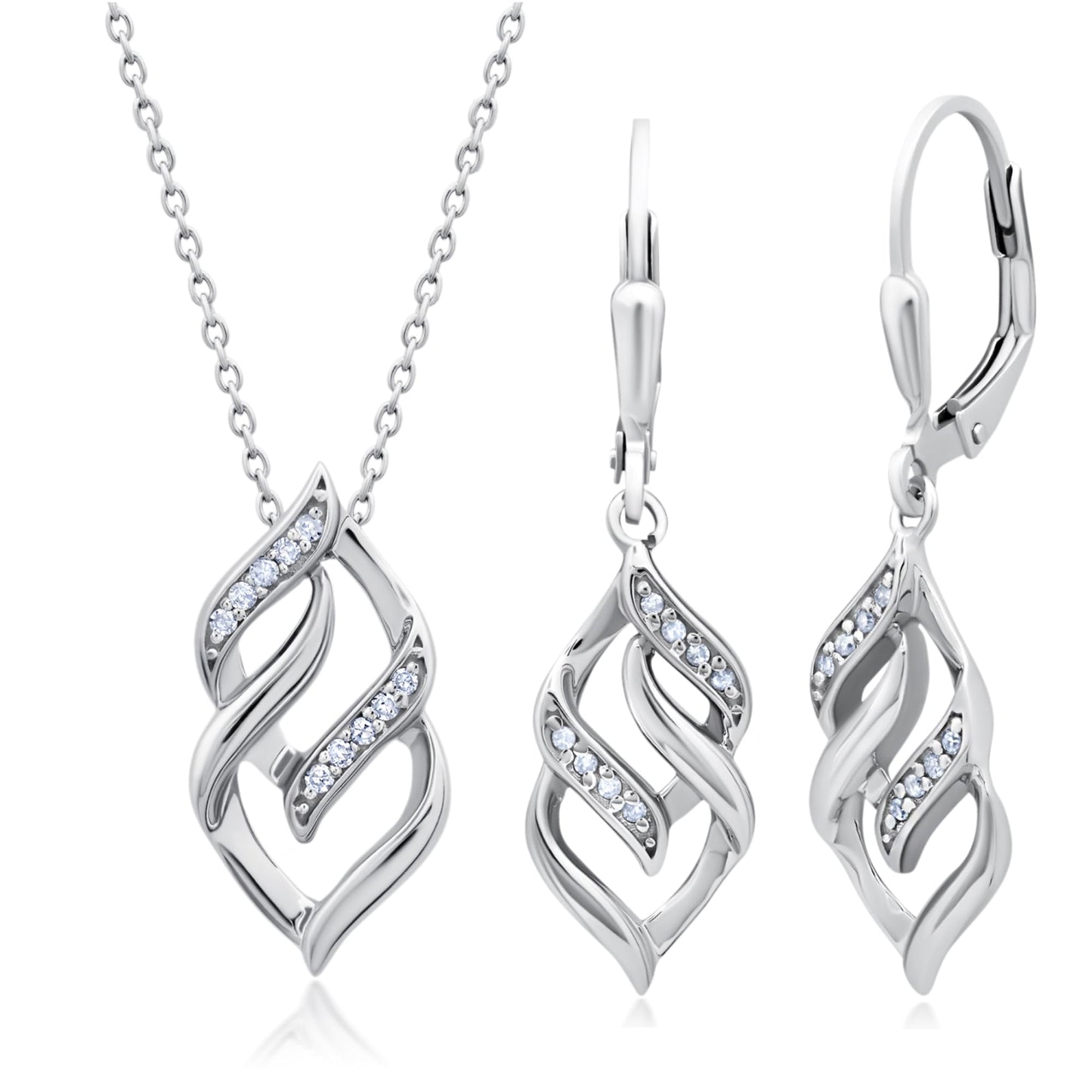 MAX + STONE 925 Sterling Silver Diamond Eternity Jewelry Set