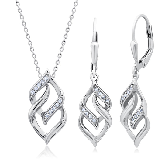 MAX + STONE 925 Sterling Silver Diamond Eternity Jewelry Set