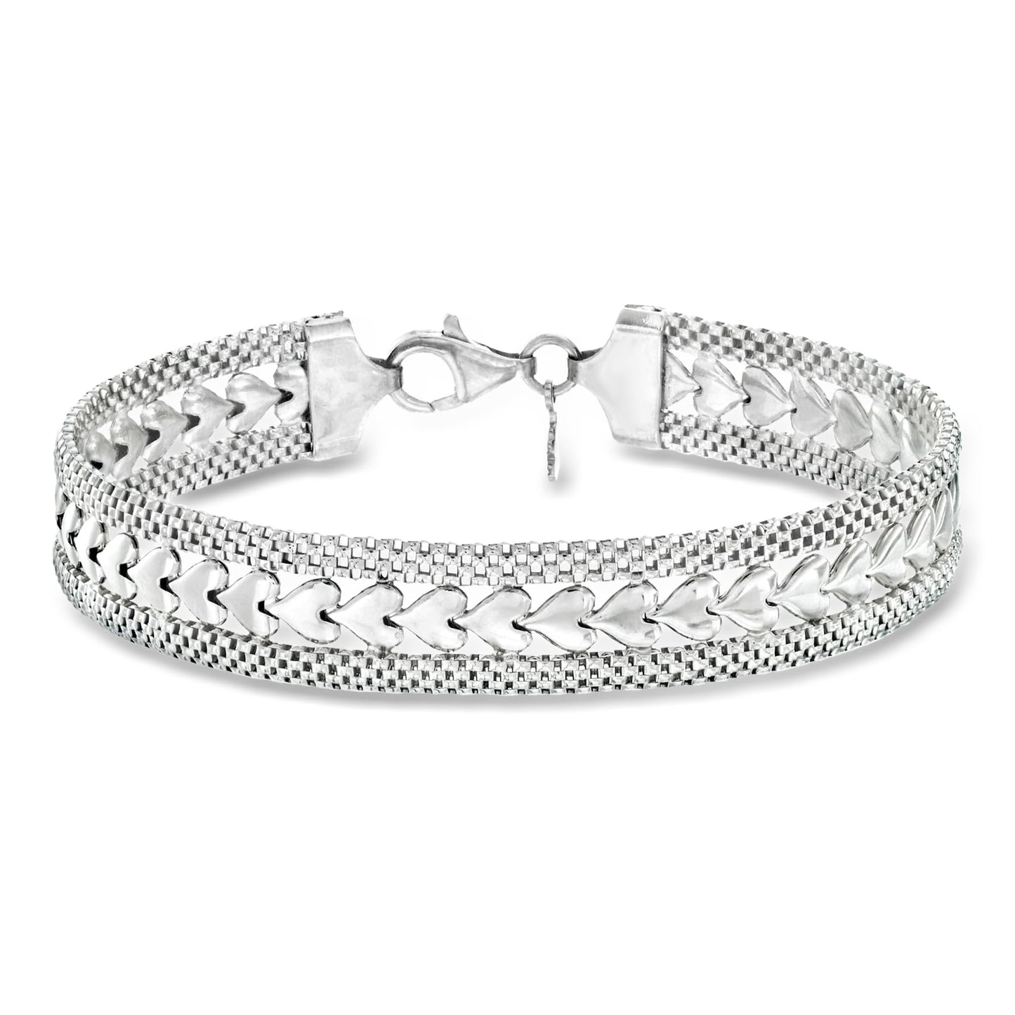 Ross Simons Italian Sterling Silver Heart Motif Bracelet