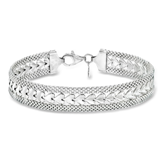 Ross Simons Italian Sterling Silver Heart Motif Bracelet