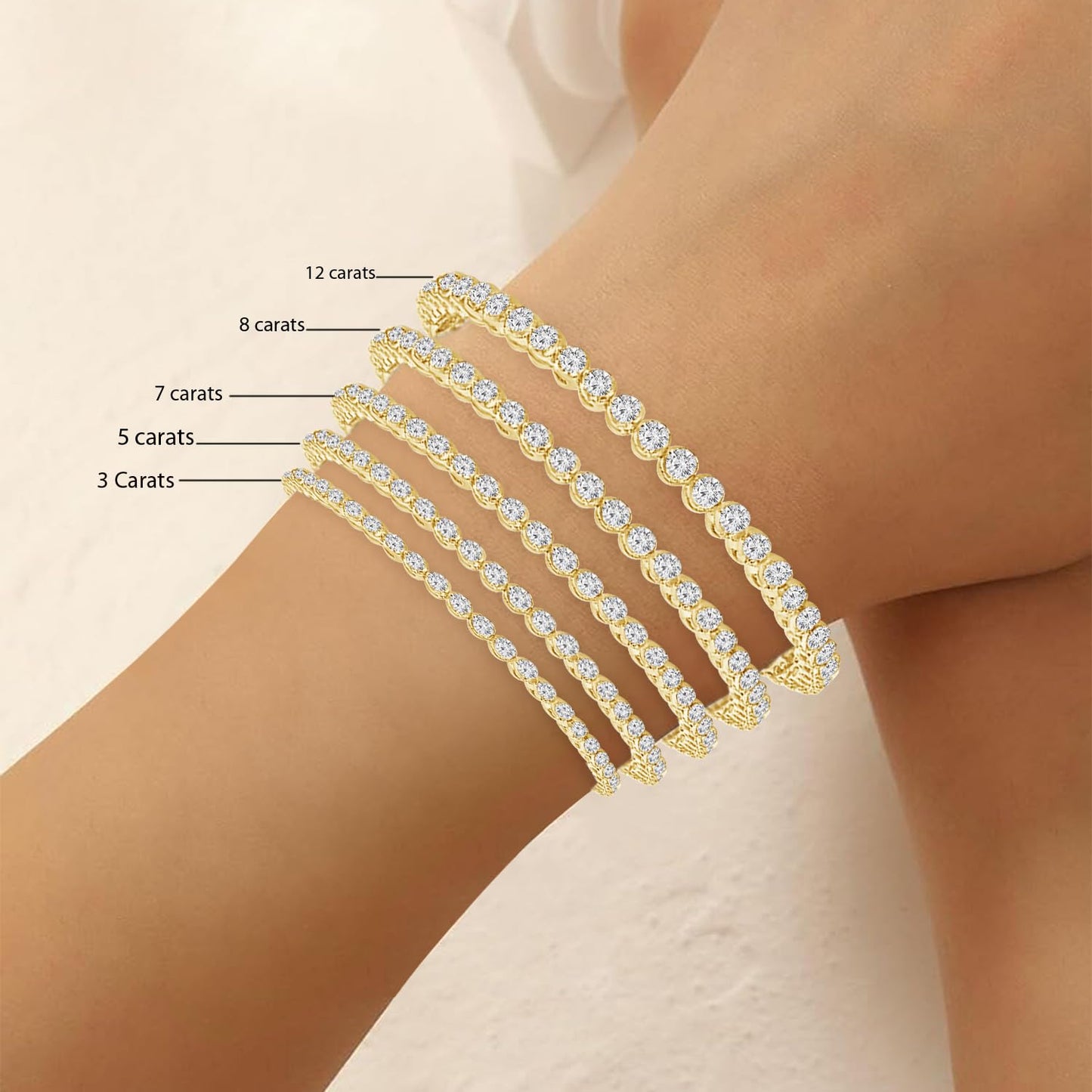 30 Carat Lab Grown Diamond Tennis Bracelet in 14K Yellow Gold