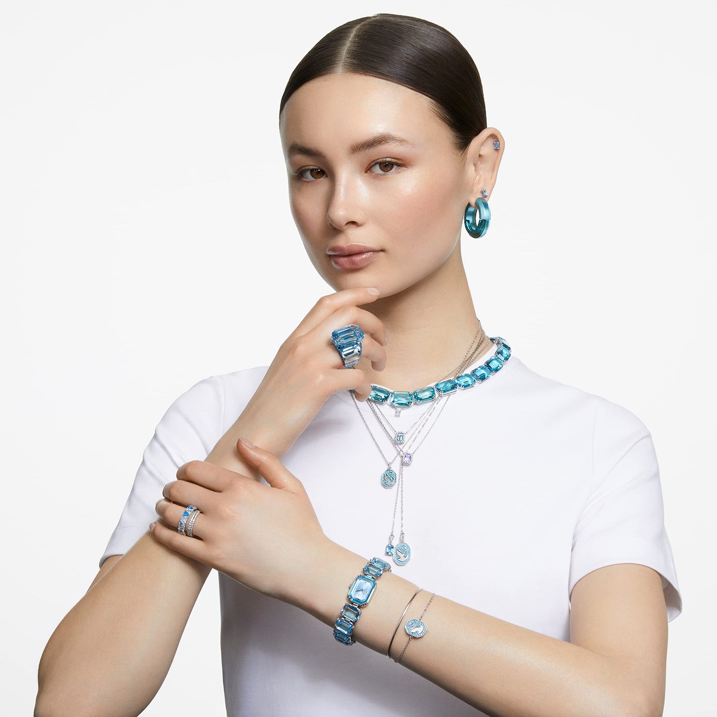 Swarovski Millenia Blue Crystal Stainless Steel Watch
