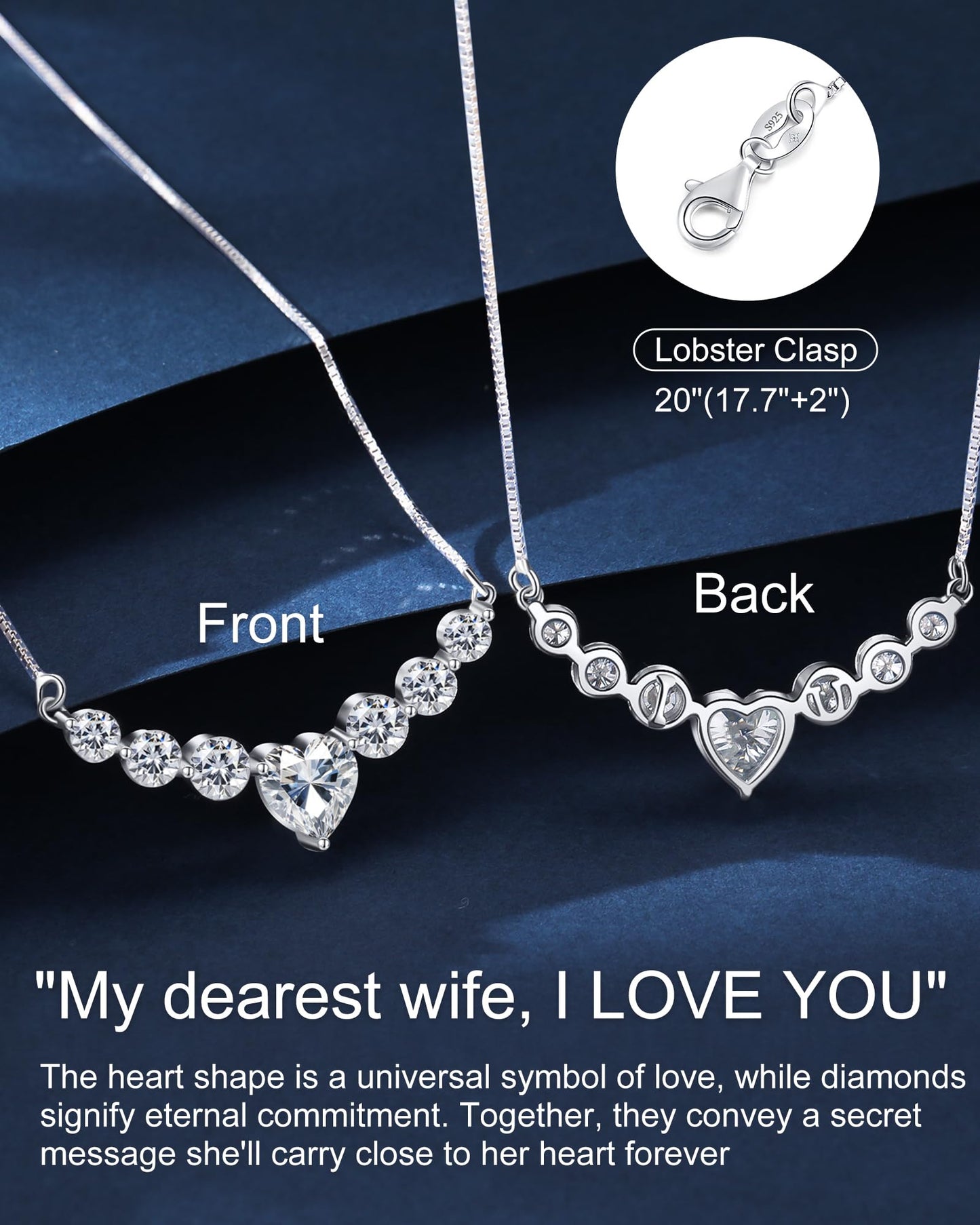 N9NEMUSES 4.4 Carat Heart Moissanite Necklace - Engraved Gift for Her
