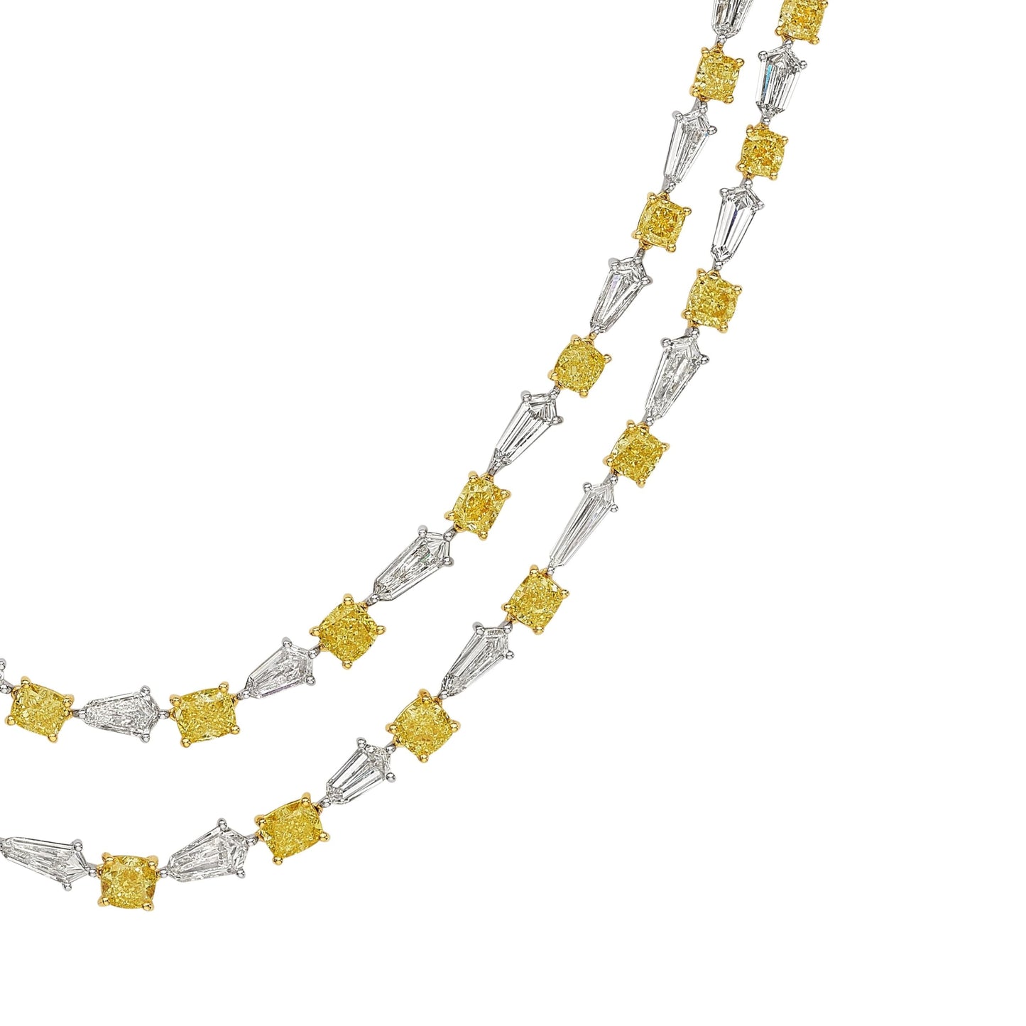 Leviev Celeste Élan 18K White Gold Double Layer Cushion and Emerald Cut Diamond Necklace (23.93 CT)