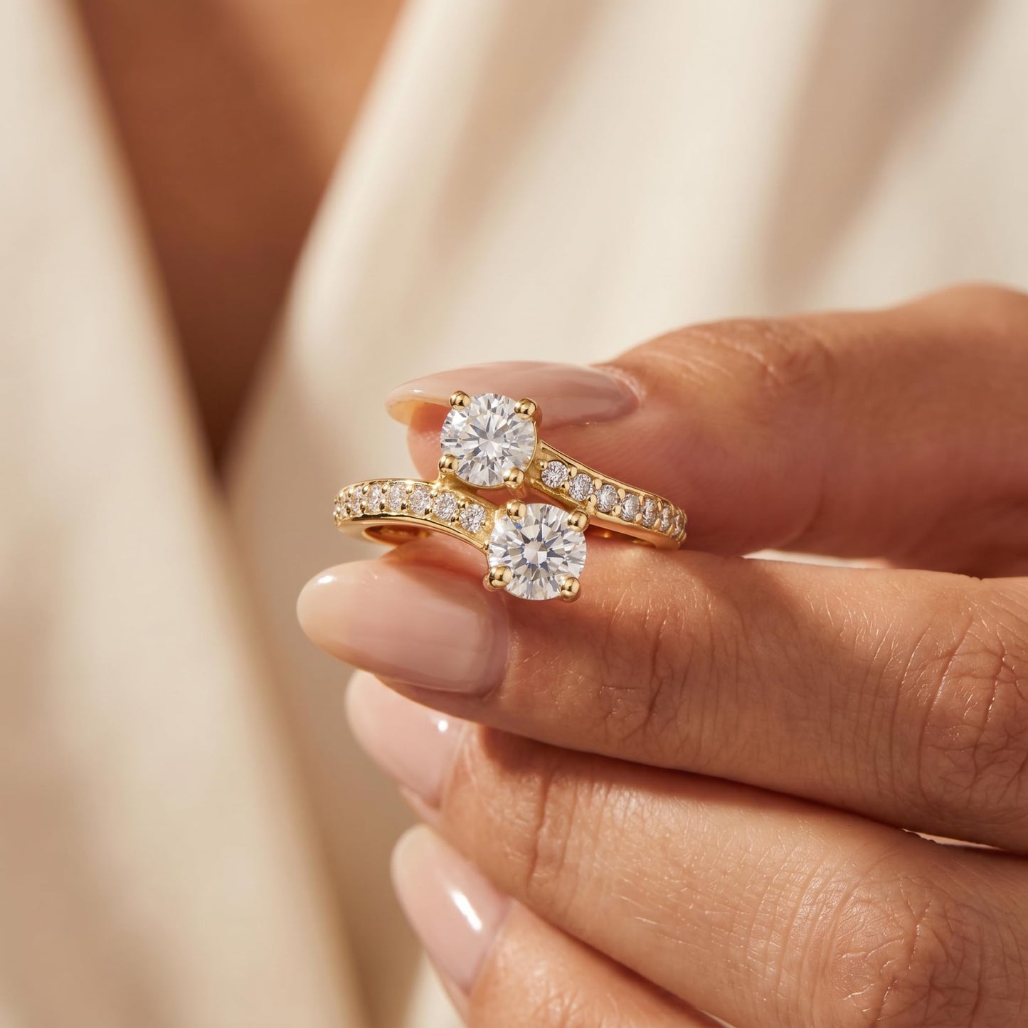 Pompeii 1 1/2 cttw Forever Us 2-Stone Diamond Engagement Forever Us Ring 14k Yellow Gold - Size 8