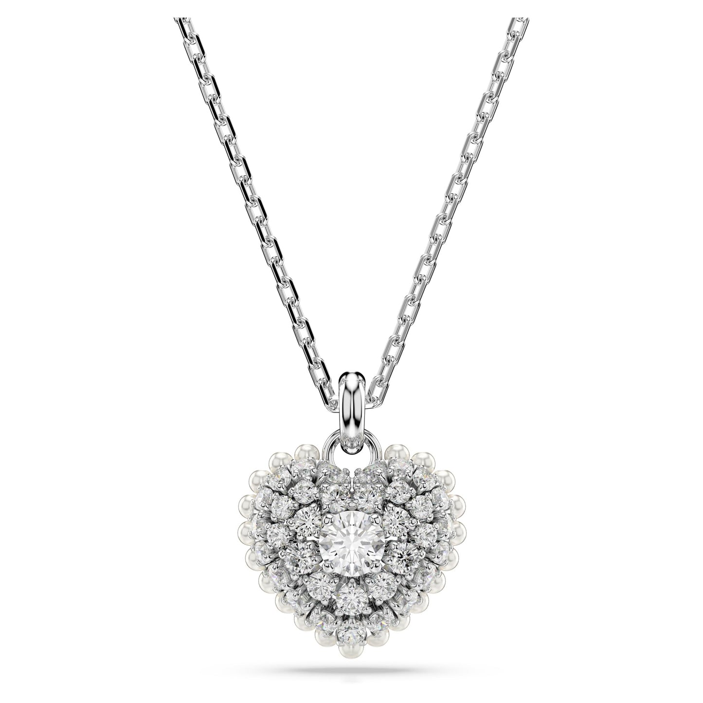 Swarovski Idyllia Heart Pendant Necklace - Clear Crystals Rhodium Finish