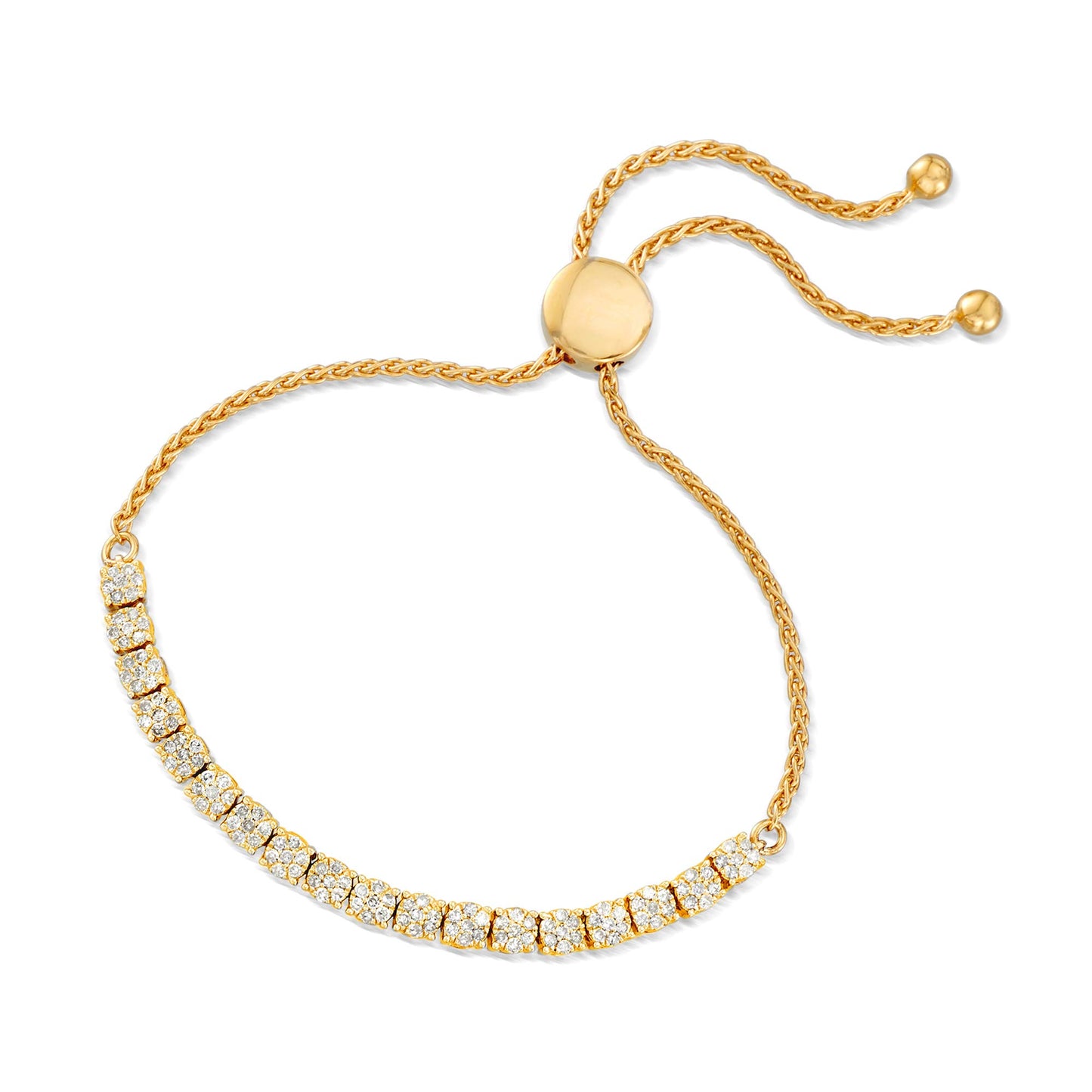 Ross-Simons 1.00 ct. t.w. Diamond Cluster Adjustable Bolo Bracelet in 18kt Gold Over Sterling (3.50 ct. t.w. Look)