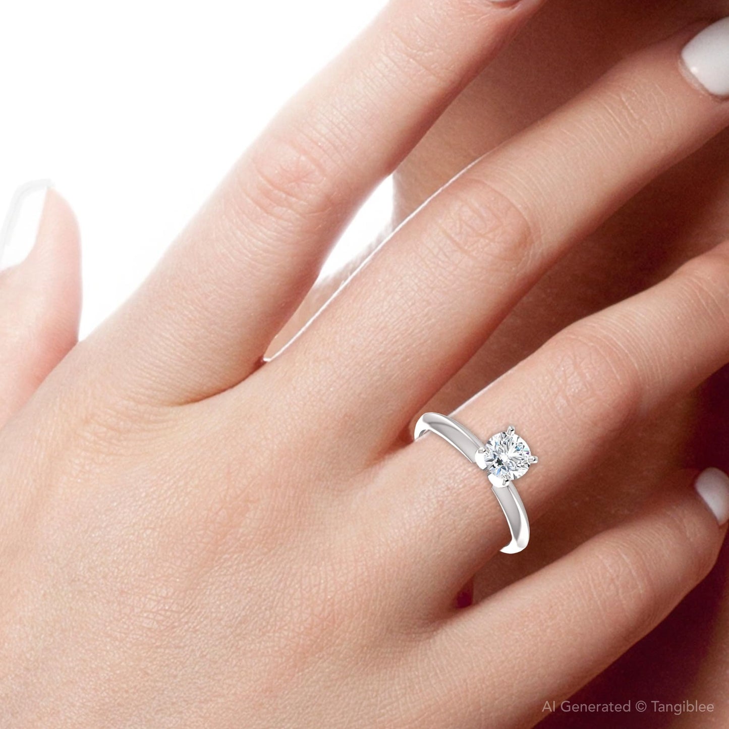 Pompeii 1/2 Ct Lab Grown Diamond Solitaire Engagement Ring 14k White Rose or Yellow Gold - Size 8.5 ((E-F),SI(1)-SI(2))